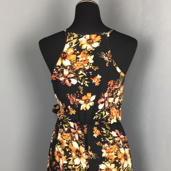 Black floral dress with side slits razor back - Picture 2 of 3